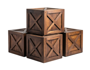 Stacked wooden crates with X bracing detail