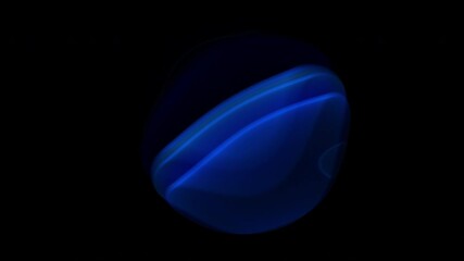 Abstract futuristic 3d sphere in Blue Tone.  Multicolored 3d sphere on black. Seamless motion 
