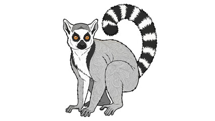 Obraz premium Ring Tailed Lemur Illustration Detailed Doodle Art Wildlife Design