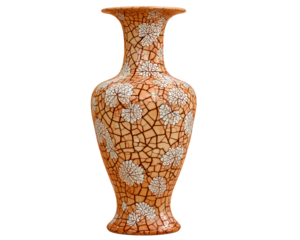 Elegant antique Chinese vase with crackle glaze finish. This decorative ceramic piece features beautiful flower pattern, perfect for home decor and valuable collectible