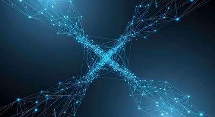 Stunning blue network connections with glowing nodes on dark background