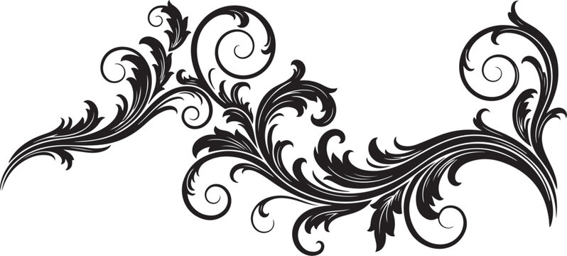 Floral Ornament Scroll Silhouette Set