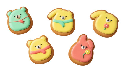 Isolated Teddy Bear Cookies in pastel colors a delightful assortment of cute decorated treats