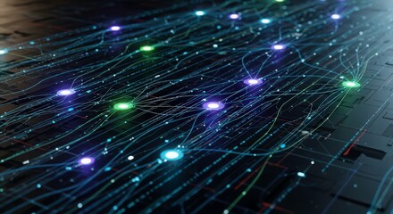 Vibrant network connections pulsing with energy and data flow