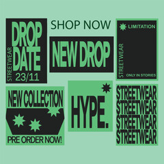 Bold street wear fashion and apparel Ad Template using flat vector design. Include space for product images, brand logo placement, and CTA