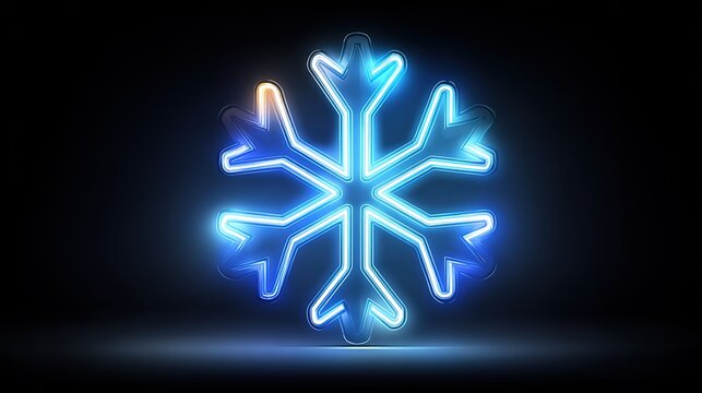 Futuristic neon snowflake abstract geometry icon
