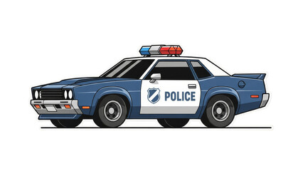 Classic American Police Car with Siren and Lights.