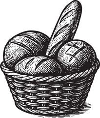basket full of bread vector illustration