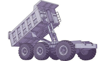 Massive offhighway dump truck with raised bed for heavy hauling.