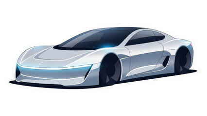 Sleek futuristic silver sports car with glowing accents.