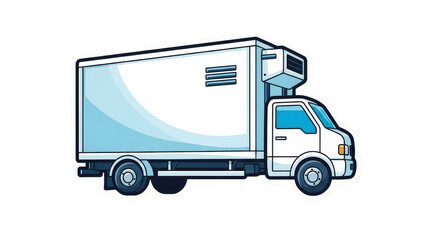 White refrigerated delivery truck illustration for cold chain logistics.