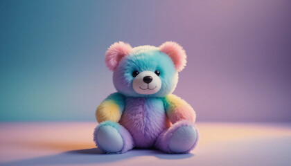 Fototapeta premium Cute Teddy Bear on Pastel Background