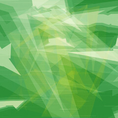 Fresh Green Abstract Geometric Glass Shard Background, Grain Texture And Sharp Angular Overlapping Transparent Shapes For Eco, Nature, Technology, Sustainability, Branding, Futuristic Designs