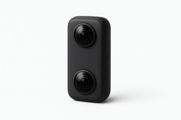 Fototapeta premium 360 degrees Action Camera Mockup on White Background, Compact Modern Device for Adventure and Tech