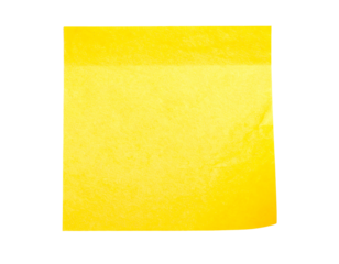 Single bright yellow paper square, slightly crumpled edge