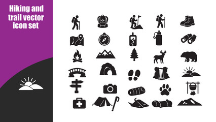 Hiking and trail vector icon set © Sohale
