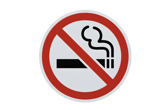 No smoking sign with smoke and cigarette graphic . Isolated on transparent background, png - Powered by Adobe