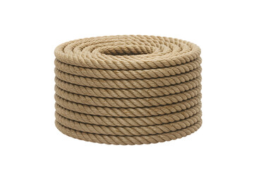 Coiled rope creating a spiral pattern, ready for use . Isolated on transparent background, png