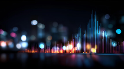 AI forecasting future market trends visualization heavily defocused background analyzing data driven business growth strategies innovation and global performance improvement