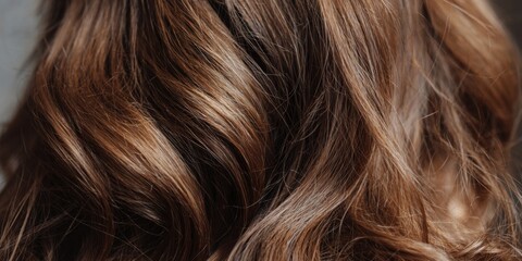 Fototapeta premium Luxurious wavy brown hair texture with natural shine and depth