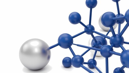 A close-up shot of a blue and white sphere on a white background.