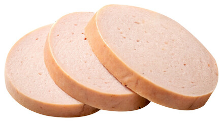 slices of boiled chicken sausage