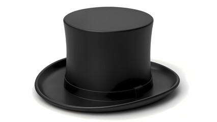 A black top hat sitting on a white surface.