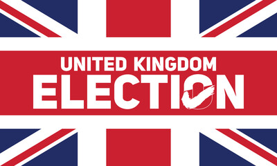 United Kingdom election banner with centered text and full flag layout