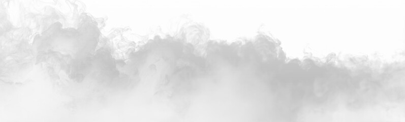 Gray smoke wisps drifting softly on a white background. Realistic smoke, fog, and cloud textures in 3D illustration style. Cutout smoke and cloud PNG image.