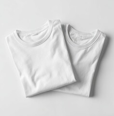 A mockup of two white T-shirts with round necks
