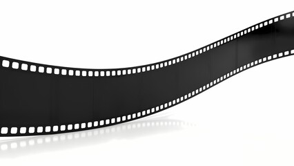 Fototapeta premium A close-up of a black film reel on a white background.