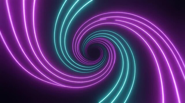 Twisted cyber neon plasma waves moving organically through dark space. Abstract technology. Cyberpunk background