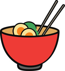ramen bowl with chopsticks noodles transparent background