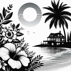 tropical island with palm trees