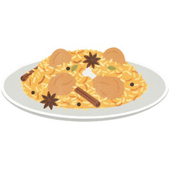 Biryani Rice Flat Minimalist Illustration