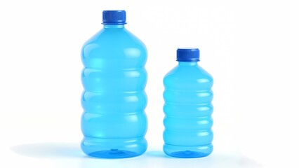Fototapeta premium A pair of blue water bottles against a white backdrop.