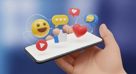 Hand holding smartphone presenting a social media network app interface design