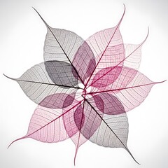 Delicate Skeleton Leaves Arranged in a Beautiful Floral Pattern on White Background