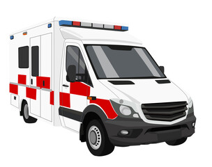 Emergency Ambulance Vehicle Illustration, First Responder Van with Chequered Livery