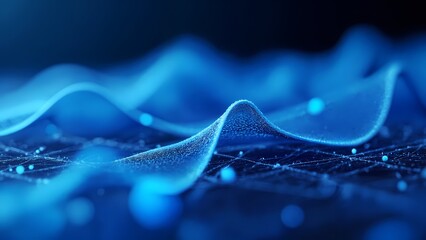 A close-up of a blue fabric with a black background.