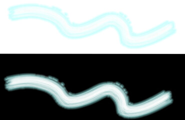 Abstract Glowing Cyan Neon Zig-Zag Wavy Line isolated on a transparent background 