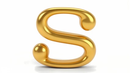 A 3D rendering of a golden letter S on a white background.