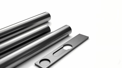 A close-up shot of three black metal objects on a white surface.