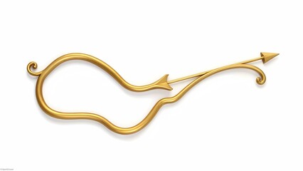 An abstract gold sculpture on a white background.