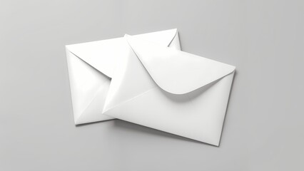 A pair of white envelopes sitting on top of a table.