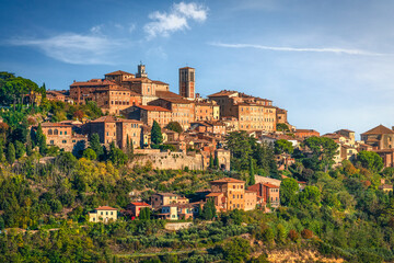 Fototapeta premium Montepulciano Hilltop Village Morning View, Val di Chiana, Tuscany, Italy