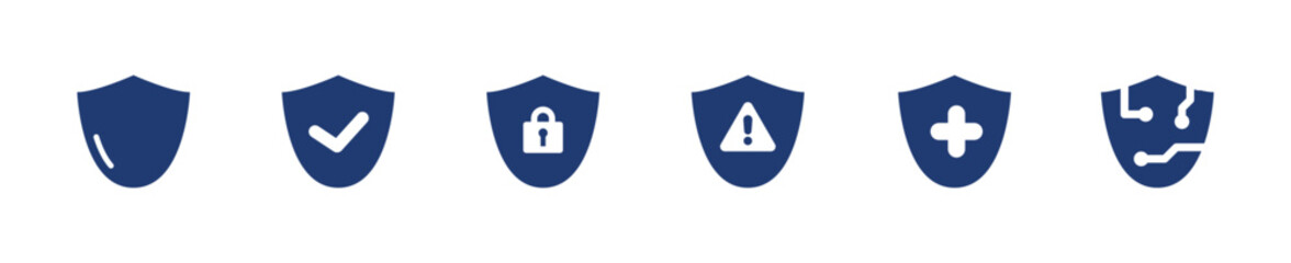 Security icon set. Solid style, vector illustration