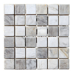 White Marble Mosaic Tile, isolated on white background and isolated on transparent background