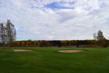 Obraz premium Orange and yellow autumn vibes in the Swedish countryside forests around Sörmland, Sweden 