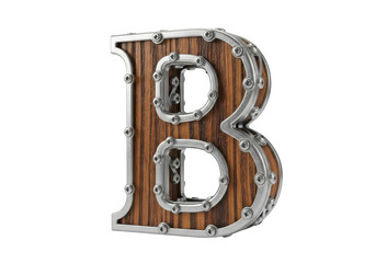 Wooden letter b with metal bolts